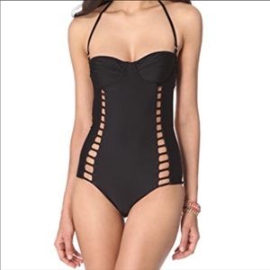 Tori Praver XS black one piece swimsuit